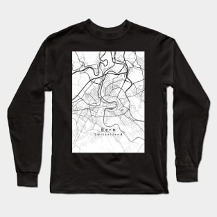 Bern Switzerland City Map white Long Sleeve T-Shirt